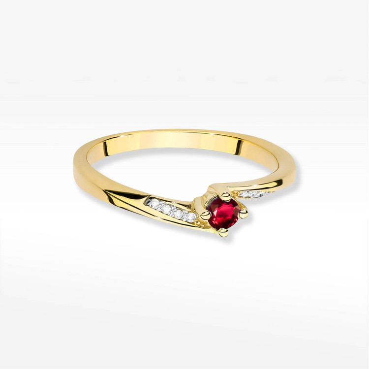Pierścionek W0262 Rubin 0,15ct żółte złoto