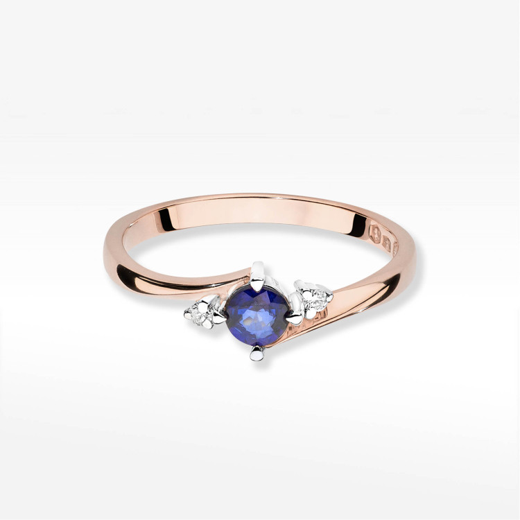 Pierścionek W0346B Szafir 0,30ct różowe złoto
