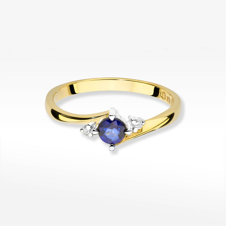 Pierścionek W0346B Szafir 0,30ct żółte złoto