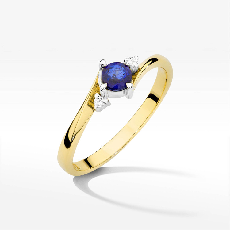 Pierścionek W0346B Szafir 0,30ct żółte złoto