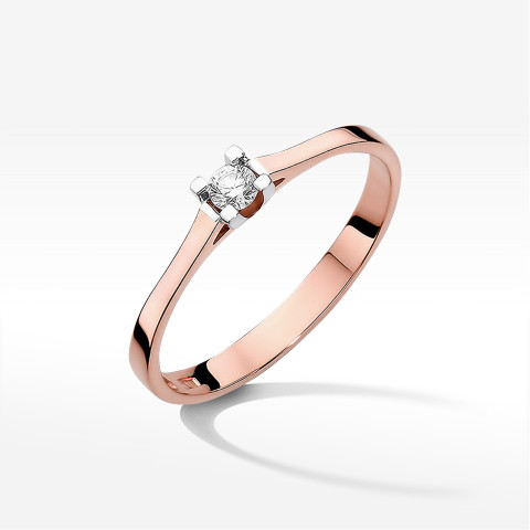 Pierścionek W0407 Diament 0,09ct różowe złoto