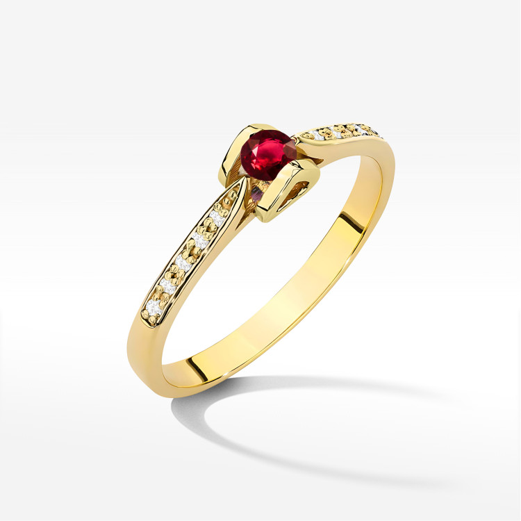 Pierścionek W0435 Rubin 0,15ct żółte złoto