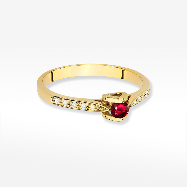 Pierścionek W0435 Rubin 0,15ct żółte złoto