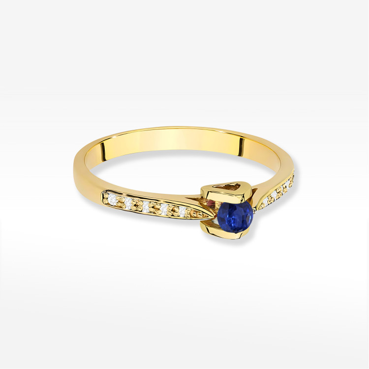 Pierścionek W0435 Szafir 0,15ct żółte złoto