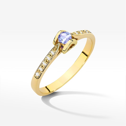 Pierścionek W0435 Tanzanit 0,15ct żółte złoto