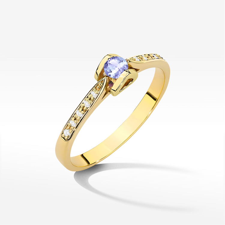 Pierścionek W0435 Tanzanit 0,15ct żółte złoto