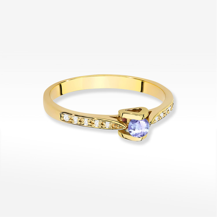 Pierścionek W0435 Tanzanit 0,15ct żółte złoto