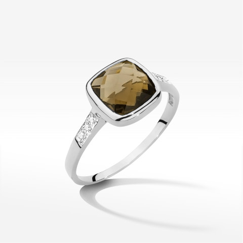 Pierścionek W0478 Kwarc Dymny 2,03ct białe złoto