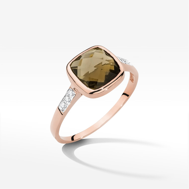 Pierścionek W0478 Kwarc Dymny 2,03ct różowe złoto