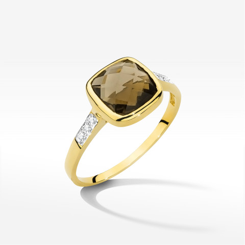 Pierścionek W0478 Kwarc Dymny 2,03ct żółte złoto