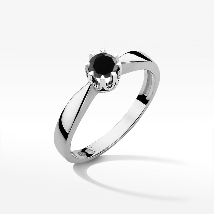 Pierścionek W0228 Czarny Diament 0,30ct białe złoto