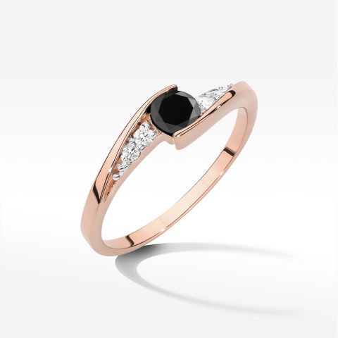 Pierścionek z różowego złota z czarnym diamentem - próba 585 0,358CT w0618.R3.DIB.01