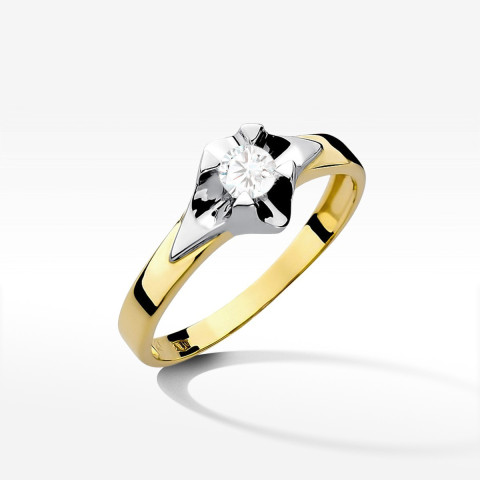 Pierścionek z żółtego złota z diamentem - próba 585 0,30CT W-155A