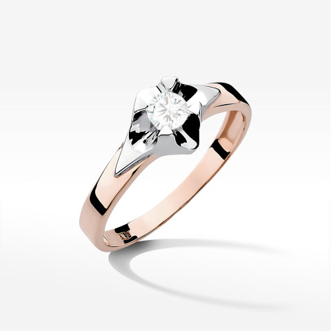 Pierścionek W0155 Diament Laboratoryjny 0,30ct różowe złoto