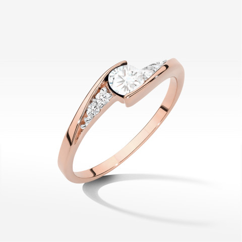 Pierścionek z różowego złota z diamentami laboratoryjnymi - próba 585 0,308CT w0618.R3.LDW.01