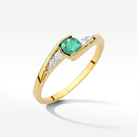 Pierścionek z żółtego złota ze szmaragdem - próba 585 0,358CT w0618.Z3.EMG.01