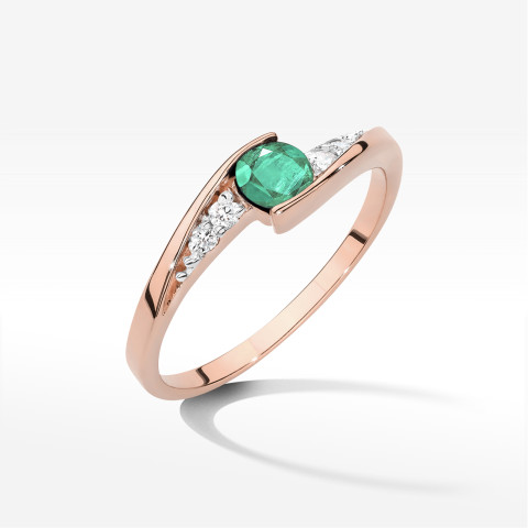 Pierścionek z różowego złota ze szmaragdem - próba 585 0,358CT w0618.R3.EMG.01