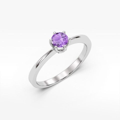Pierścionek z białego złota z ametystem - próba 585 0,50CT w0482.B3.AMV.02