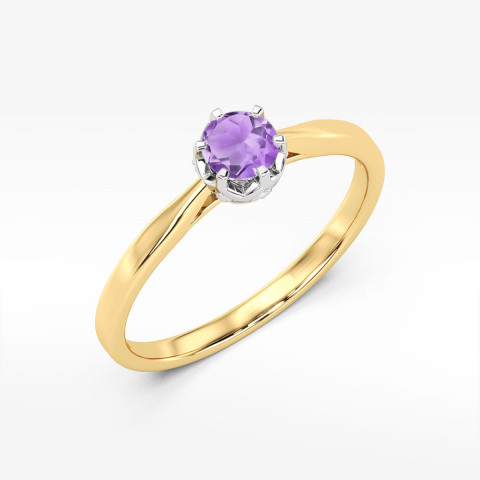 Pierścionek z żółtego złota z ametystem - próba 585 0,56CT w0539.Z3.AMV.02
