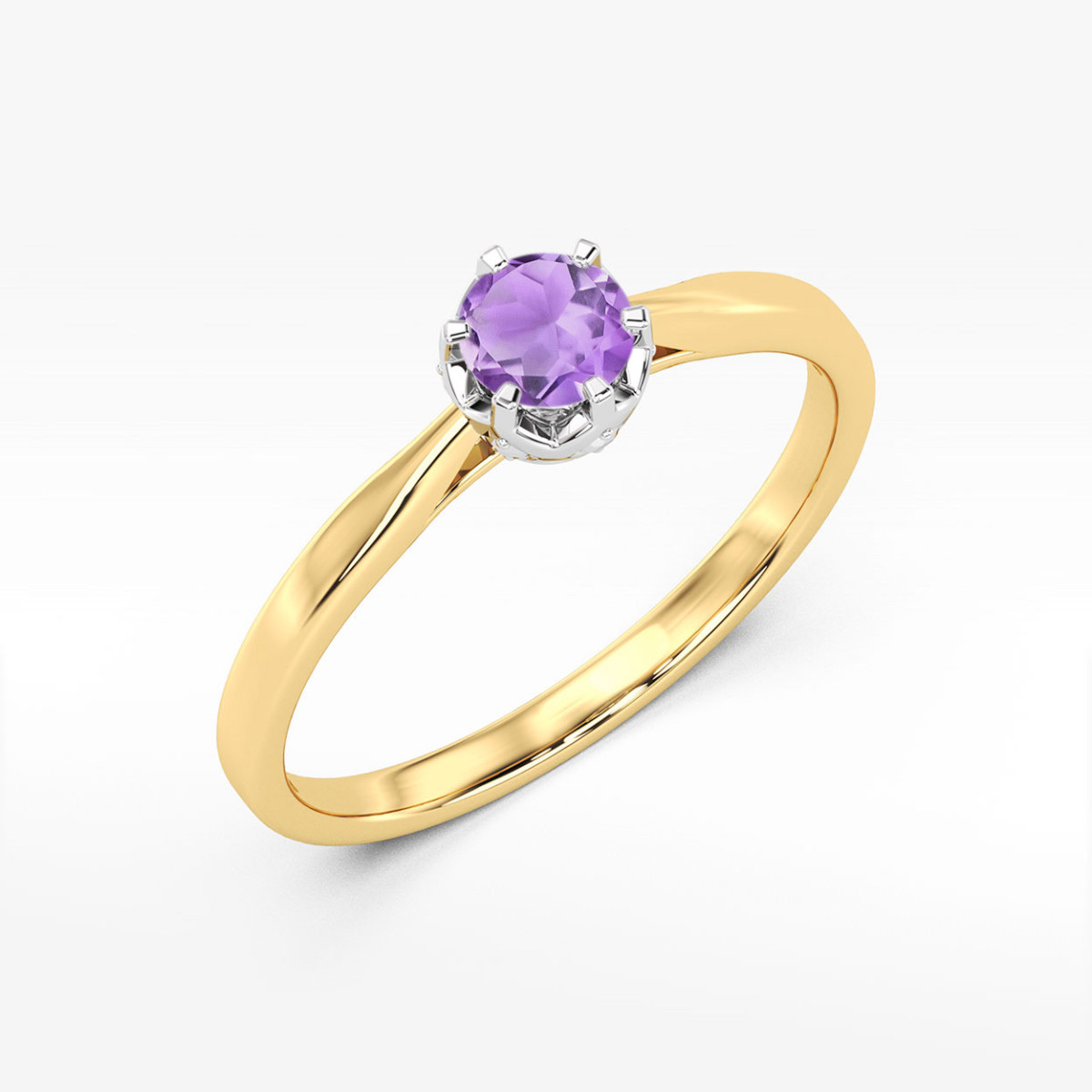 Pierścionek z żółtego złota z ametystem - próba 585 0,56CT w0539.Z3.AMV.02