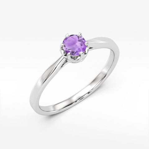 Pierścionek z białego złota z ametystem - próba 585 0,56CT w0539.B3.AMV.02