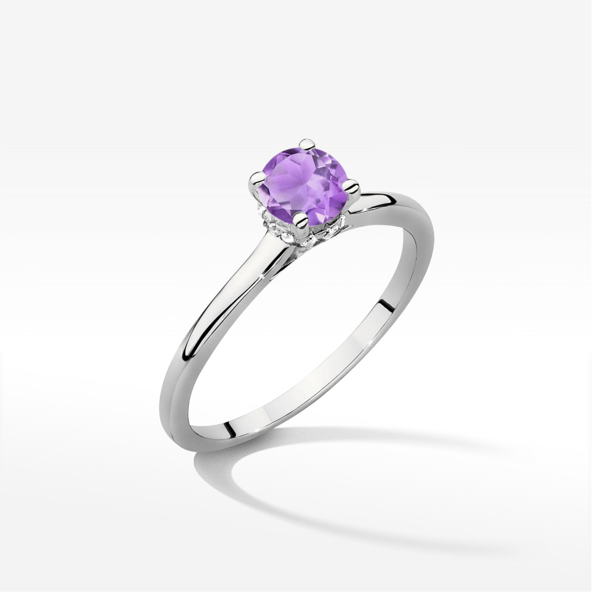 Pierścionek z białego złota z ametystem - próba 585 0,56CT w0547.B3.AMV.02