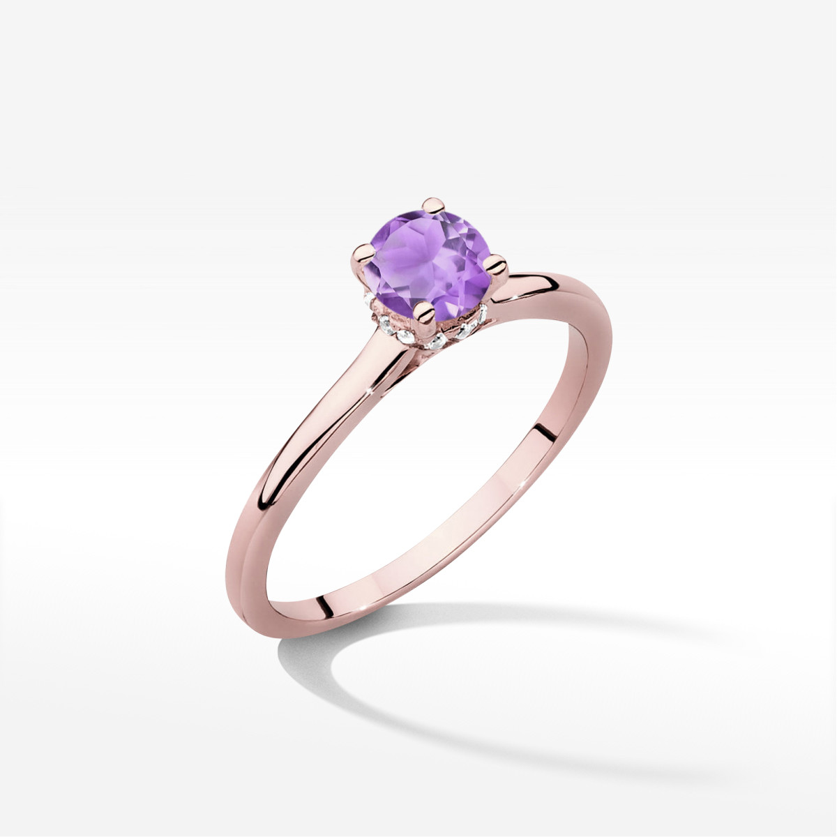 Pierścionek z różowego złota z ametystem - próba 585 0,56CT w0547.R3.AMV.02