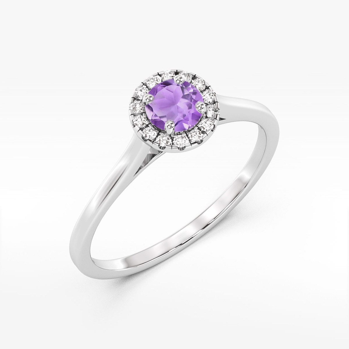 Pierścionek z białego złota z ametystem - próba 585 0,62CT w0550.B3.AMV.02