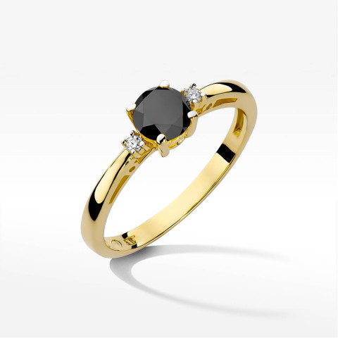 Pierścionek z żółtego złota z czarnym diamentem - próba 585 0,529CT PV-215.Z3.DIB.01
