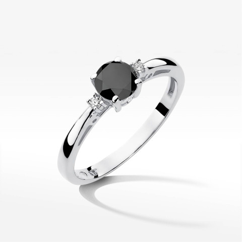 Pierścionek z białego złota z czarnym diamentem - próba 585 0,529CT PV-215.B3.DIB.01