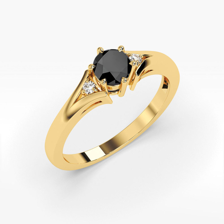Pierścionek PV-068 Czarny Diament 0,50ct żółte złoto