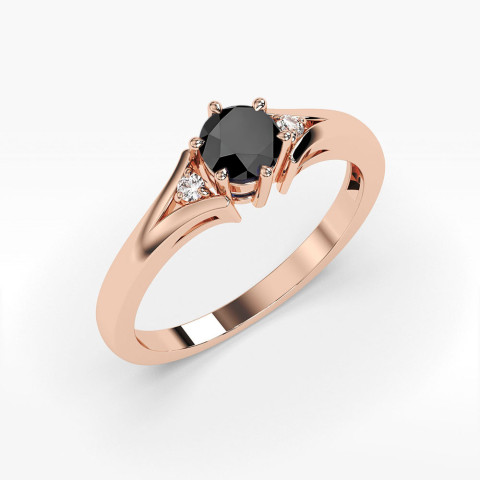Pierścionek PV-068 Czarny Diament 0,50ct różowe złoto
