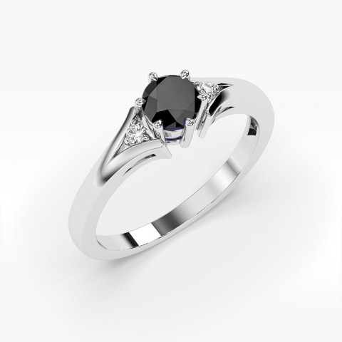 Pierścionek PV-068 Czarny Diament 0,50ct białe złoto