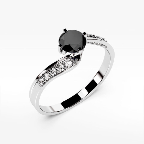 Pierścionek z białego złota z czarnym diamentem - próba 585 0,55CT PV-212.B3.DIB.01