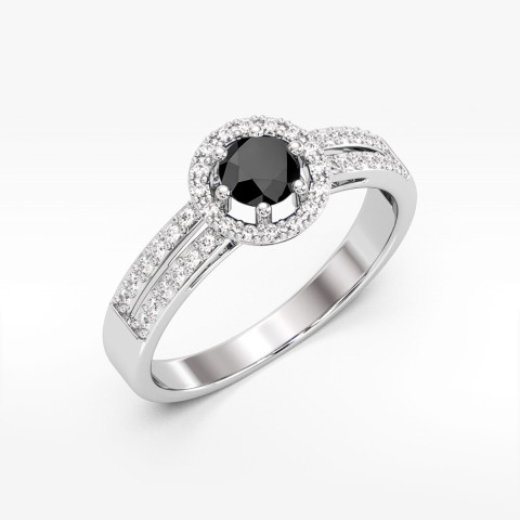 Pierścionek z białego złota z czarnym diamentem - próba 585 0,70CT PV-159.B3.DIB.01