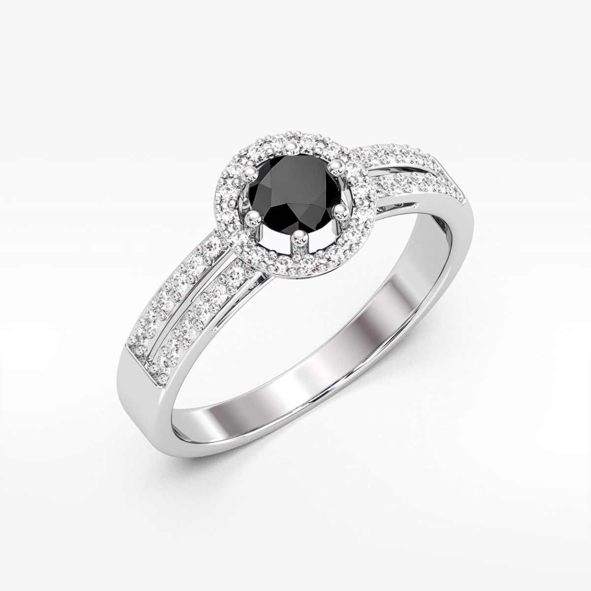 Pierścionek z białego złota z czarnym diamentem - próba 585 0,70CT PV-159.B3.DIB.01