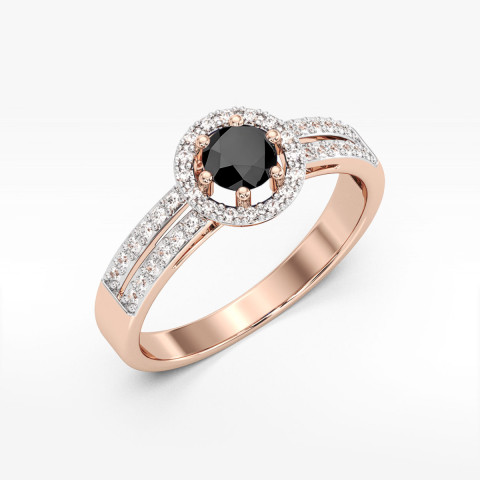 Pierścionek z różowego złota z czarnym diamentem - próba 585 0,70CT PV-159.R3.DIB.01