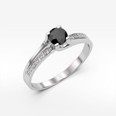 Pierścionek z białego złota z czarnym diamentem - próba 585 0,53CT PV-084.B3.DIB.01