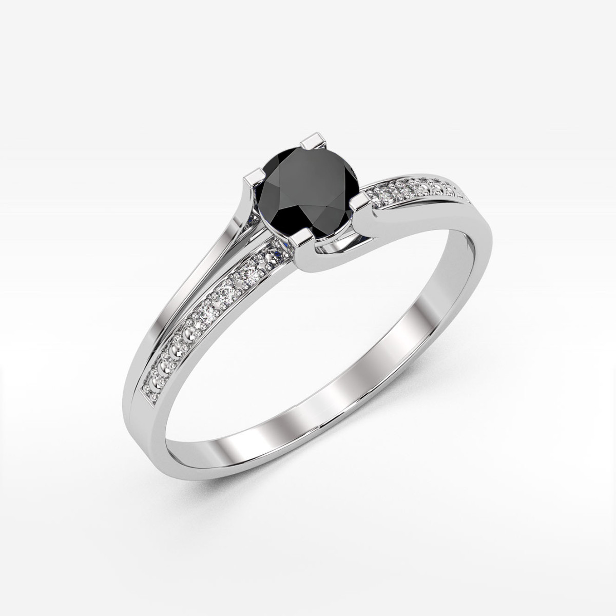 Pierścionek z białego złota z czarnym diamentem - próba 585 0,53CT PV-084.B3.DIB.01