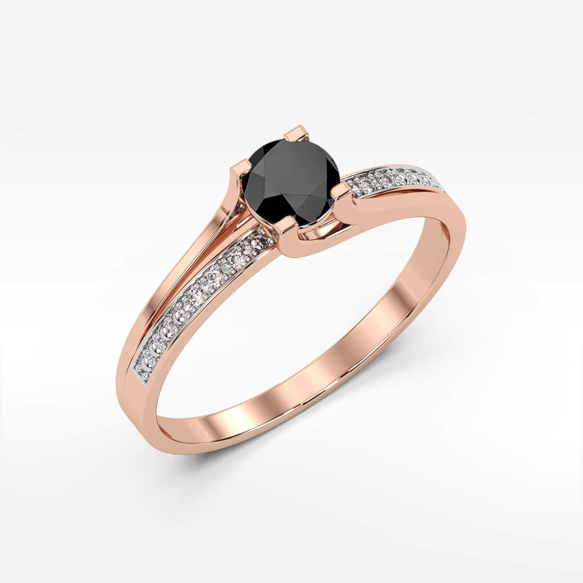 Pierścionek z różowego złota z czarnym diamentem - próba 585 0,53CT PV-084.R3.DIB.01