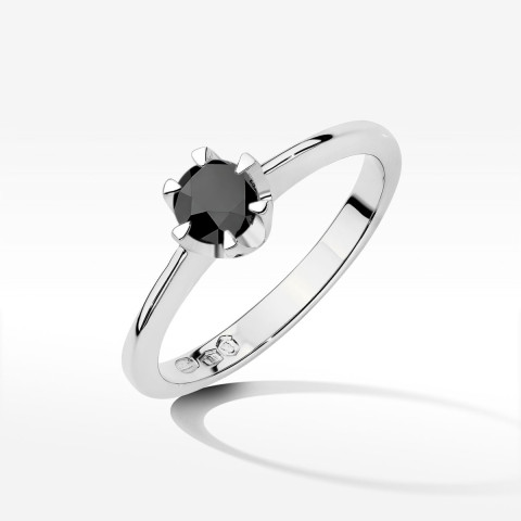 Pierścionek z białego złota z czarnym diamentem - próba 585 0,50CT w0220.B3.DIB.10