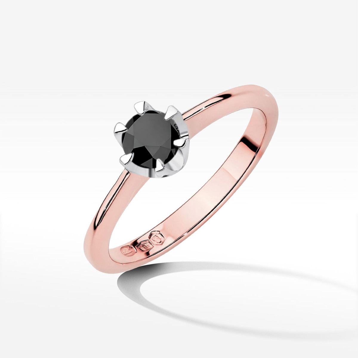 Pierścionek z różowego złota z czarnym diamentem - próba 585 0,50CT w0220.R3.DIB.10