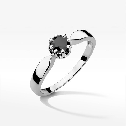 Pierścionek z białego złota z czarnym diamentem - próba 585 0,50CT w0228.B3.DIB.07