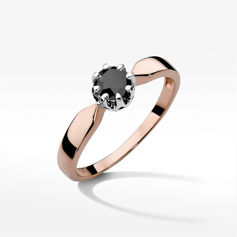 Pierścionek z różowego złota z czarnym diamentem - próba 585 0,50CT w0228.R3.DIB.07
