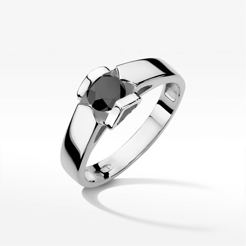 Pierścionek z białego złota z czarnym diamentem - próba 585 0,50CT w0320.B3.DIB.09