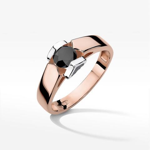 Pierścionek z różowego złota z czarnym diamentem - próba 585 0,50CT w0320.R3.DIB.09