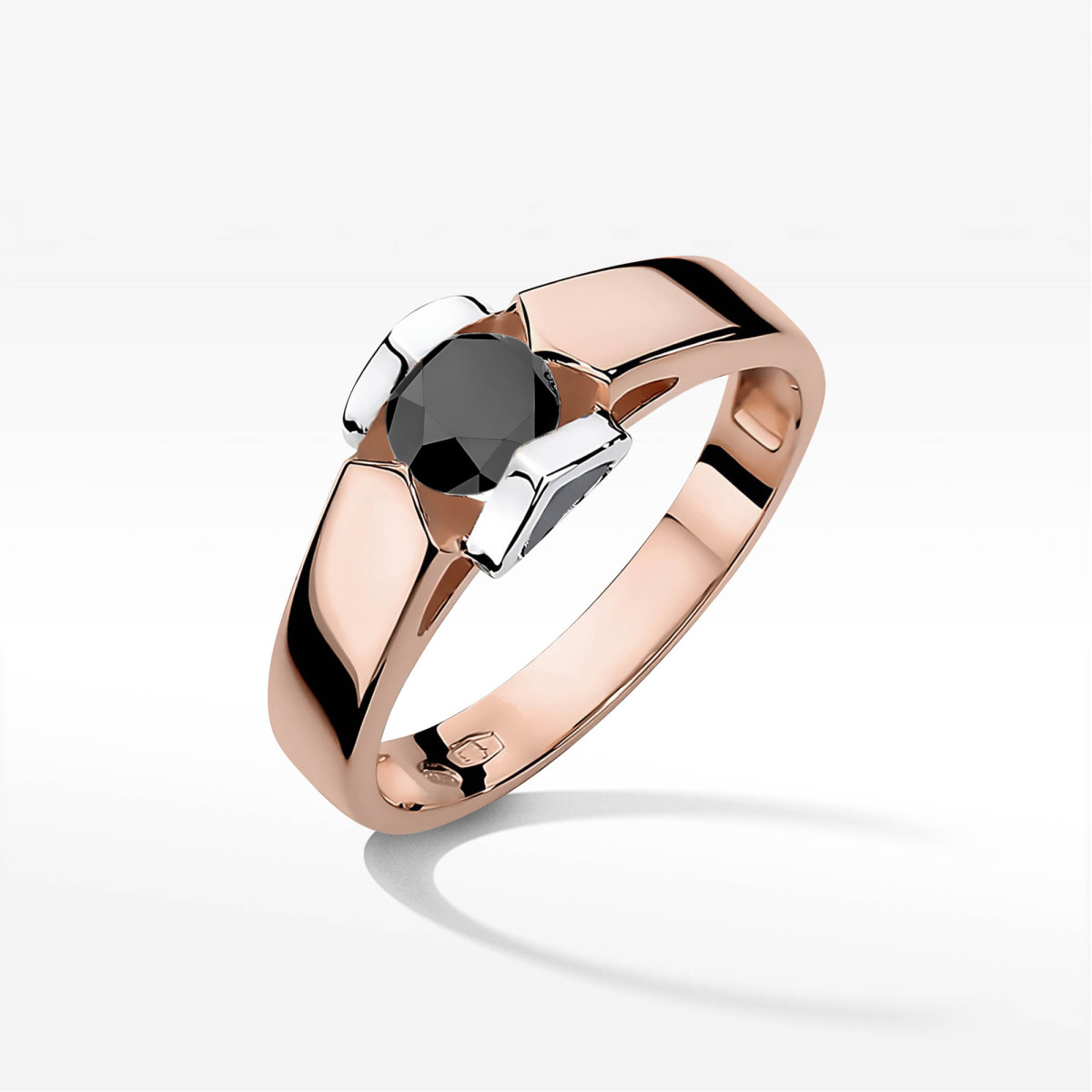 Pierścionek z różowego złota z czarnym diamentem - próba 585 0,50CT w0320.R3.DIB.09