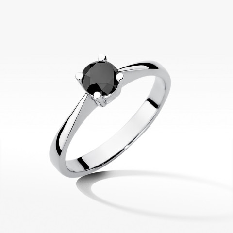 Pierścionek z białego złota z czarnym diamentem - próba 585 0,50CT w0404.B3.DIB.01