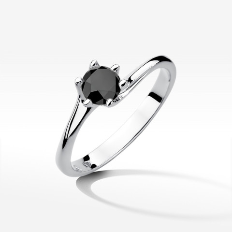 Pierścionek z białego złota z czarnym diamentem - próba 585 0,50CT w0423.B3.DIB.01