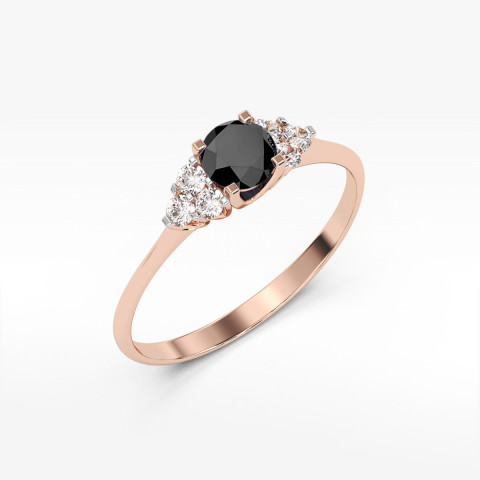 Pierścionek PV-181 Czarny Diament 0,50ct różowe złoto